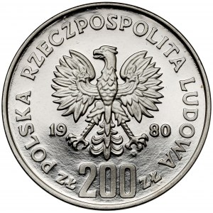 Próba NIKIEL 200 złotych 1980 Chrobry - popiersie