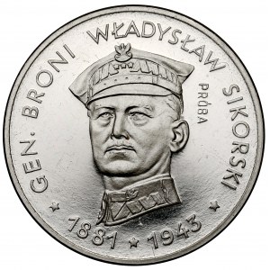 NIKIEL 100 zloty Probe 1981 Generalleutnant Władysław Sikorski - geradeaus