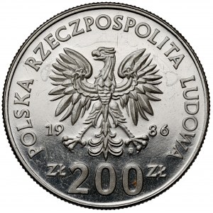 Próba NIKIEL 200 złotych 1986 Głowa sowy