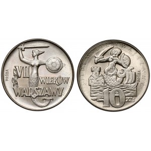 CuNi 10 zlotých 1965 700 let Varšavy - Mořská panna a VII století Varšavy - Mořská panna (2ks)