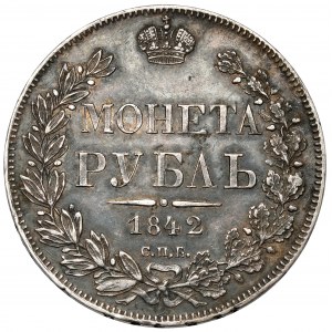 Russland, Nikolaus I., Rubel 1842, St. Petersburg - breiter Schweif