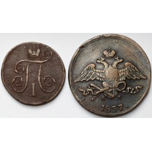 Russland, Paul I. und Nikolaus I., 1-5 Kopeken 1799-1837 - Satz (2 St.)