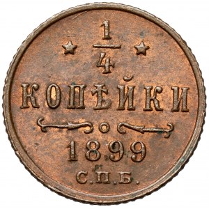 Rusko, Mikuláš II, 1/4 kopějky 1899, Petrohrad