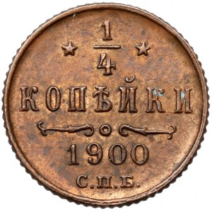 Rusko, Mikuláš II, 1/4 kopějky 1900, Petrohrad