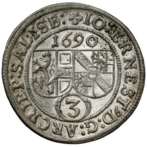 Austria, Salzburg, Johann Ernst von Thun, 3 kreuzer 1690