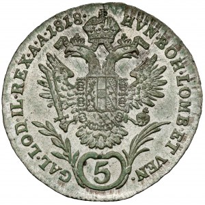 Rakúsko, Francis I, 5 krajcars 1818-B, Kremnica