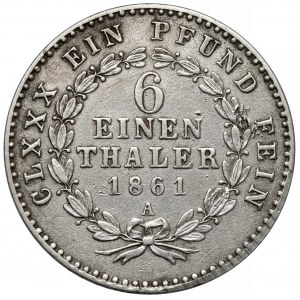 Anhalt-Bernburg, Alexander Karl, 1/6 thaler 1861-A