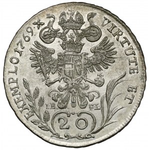 Rakúsko, Joseph II, 20 krajcars 1769-G, Nagybanya