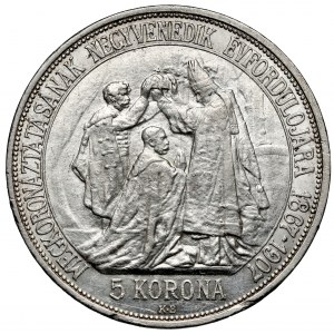 Hungary, Francis Joseph I, 5 crowns 1907 - 40 years of coronation