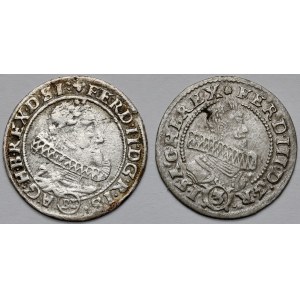 Slezsko, 3 krajcara 1624-BZ Wrocław a 1637-HR Kłodzko (2 ks)