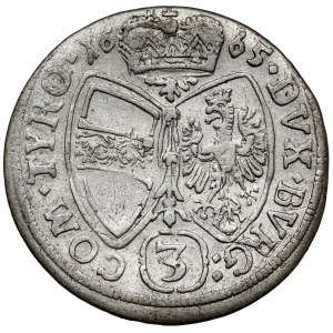 Austria, Sigismund Francis, 3 kreuzer 1665, Hall