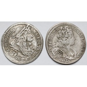 Austria, 3 kreuzer 1701-1718 - lot (2pcs)