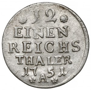 Prussia, Friedrich II, 1/12 thaler 1751-A