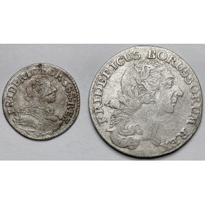Sliezsko, Fridrich II Veľký, Krajcar 1754 a 1/12 toliara 1765, Vroclav - sada (2ks)