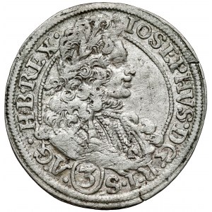 Slezsko, Joseph I, 3 krajcara 1711 CB, Brzeg