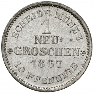 Saxony, Johann, Neugroschen / 10 pfennig 1867-B