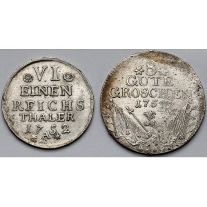 Preußen, Friedrich II, 1/6 Taler 1752-A und 8 Pfennige 1759-A - Satz (2Stk)