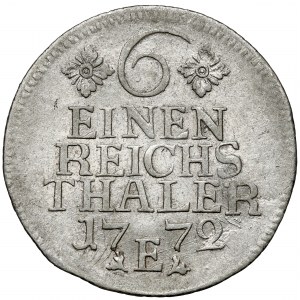 Prussia, Friedrich II, 1/6 thaler 1772-E