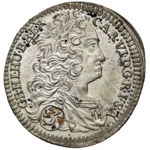 Sliezsko, Karol VI, 3 krajcars 1739, Wrocław - KRÁSNE