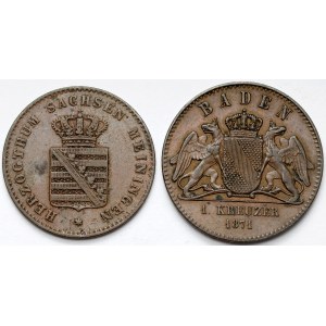 Germany, Baden and Saxony, Kreuzer 1871 and 2 pfennig 1867 - lot (2pcs)