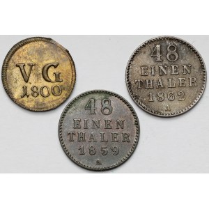 Germany, bilon and silver coins 1800-1862 - lot (3pcs)