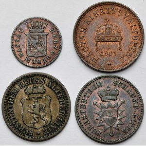 Nemecko a Maďarsko, mince 1832-1901 - sada (4 ks)