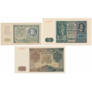 Zestaw 5, 50 i 100 złotych 1941 (3szt)
