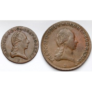 Rakousko, František II., 1 a 3 krajcary 1799-1800 - sada (2ks)