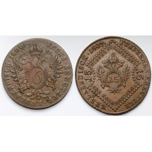 Austria, 6-15 kreuzer 1800-1807 - lot (2pcs)