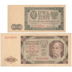2 i 10 złotych 1948 - zestaw (2szt)