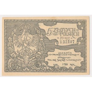 Polská vojenská pokladna, 5 zlotých = 75 kopějek 1916
