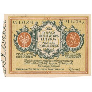 Národná lotéria na dobročinné účely, 1 000 mariek 1923