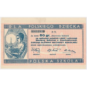 Macierz Szkolna, CEGIEŁKA pre poľské školy v Československu, 50 groszy (1920)