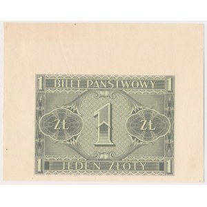 1 złoty 1938 Chrobry - tylko druk rewersu, szeroki margines