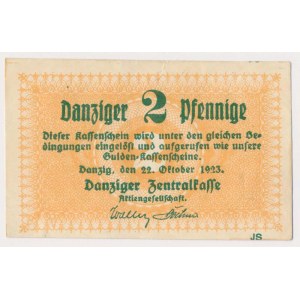 Gdaňsk, 2 fenigy 1923 - říjen