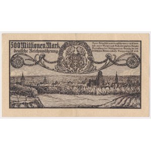 Gdaňsk, 500 milionů marek 1923 - ODWROTKA - šedofialový tisk