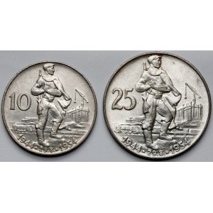 Tschechoslowakei, 10 und 25 Kronen 1954 - Satz (2 St.)