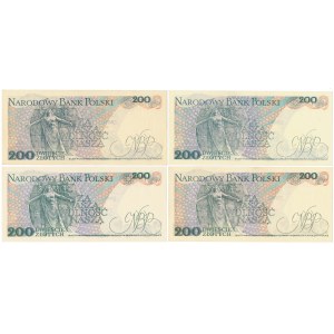 200 złotych 1979-1988 - MIX serii (4szt)