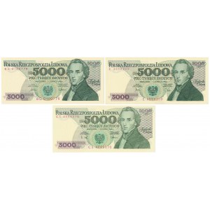 5,000 Gold 1982-1988 - KOMPLET ročeniek (3 ks)