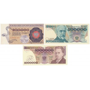 Zestaw 200.000, 500.000 i 1 mln zł 1989-1991 (3szt)