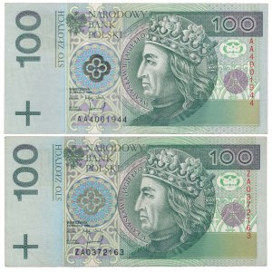 100 zlotých 1994 - AA a ZA - náhradná séria (2ks)