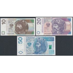 10, 20 a 50 PLN 2012 - AA - sada (3ks)