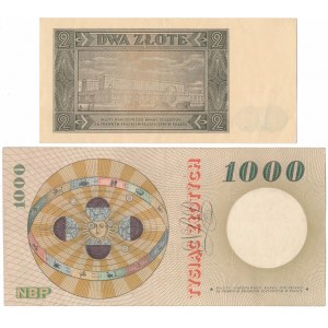 Zestaw 2 złote 1948 - CA i 1.000 złotych 1965 - A (2szt)