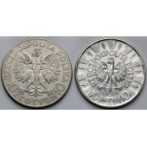 Sobieski i Piłsudski, 10 złotych 1933-1939 - zestaw (2szt)