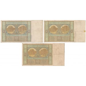 Zestaw rzadkich 50 zł - 2x 1925 i 1929 z kropkami (3szt)