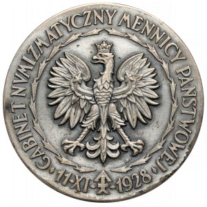 Stříbrná medaile Otevření kabinetu Státní mincovny 1928