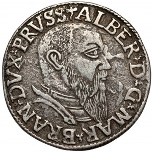 Preußen, Albrecht Hohenzollern, Trojak Königsberg 1542 - schmaler, langer Bart