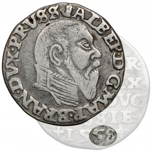 Preußen, Albrecht Hohenzollern, Trojak Königsberg 1558 - Turm - sehr selten