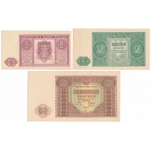 1, 2 i 5 złotych 1946 - zestaw (3szt)