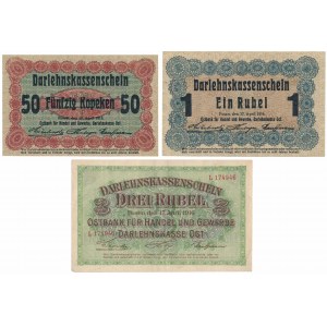 Poznaň, 50 kopějek, 1 a 3 ruble 1916 (3ks)